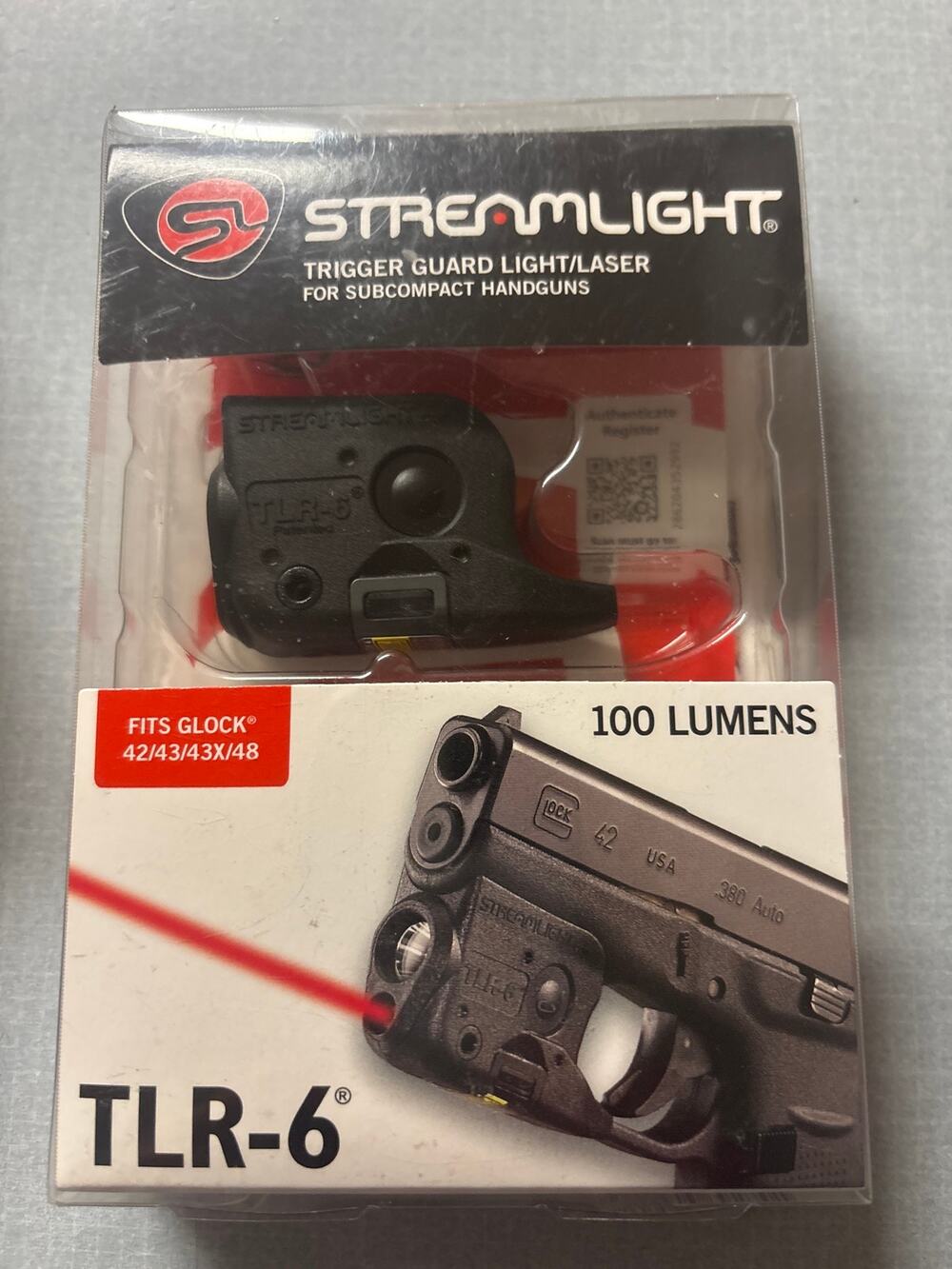 Streamlight TLR-6 Tactical Weapon Laser/Light Fits Glock 42,43,43X,48 100 Lumens